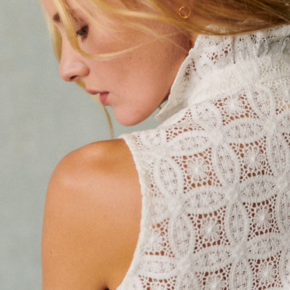 Sezane Celinda Shirt Ecru Guipure Size 4 - Picture 4 of 6